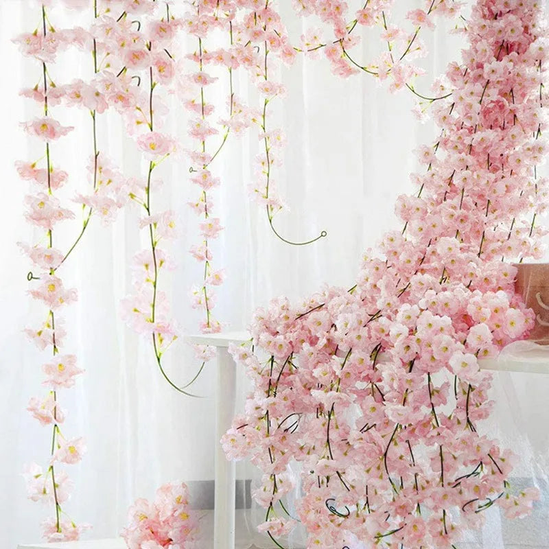 décoration intérieure guirlande fleurs artificielles rose clair mariage anniversaire baby shower pendaison crémaillère
