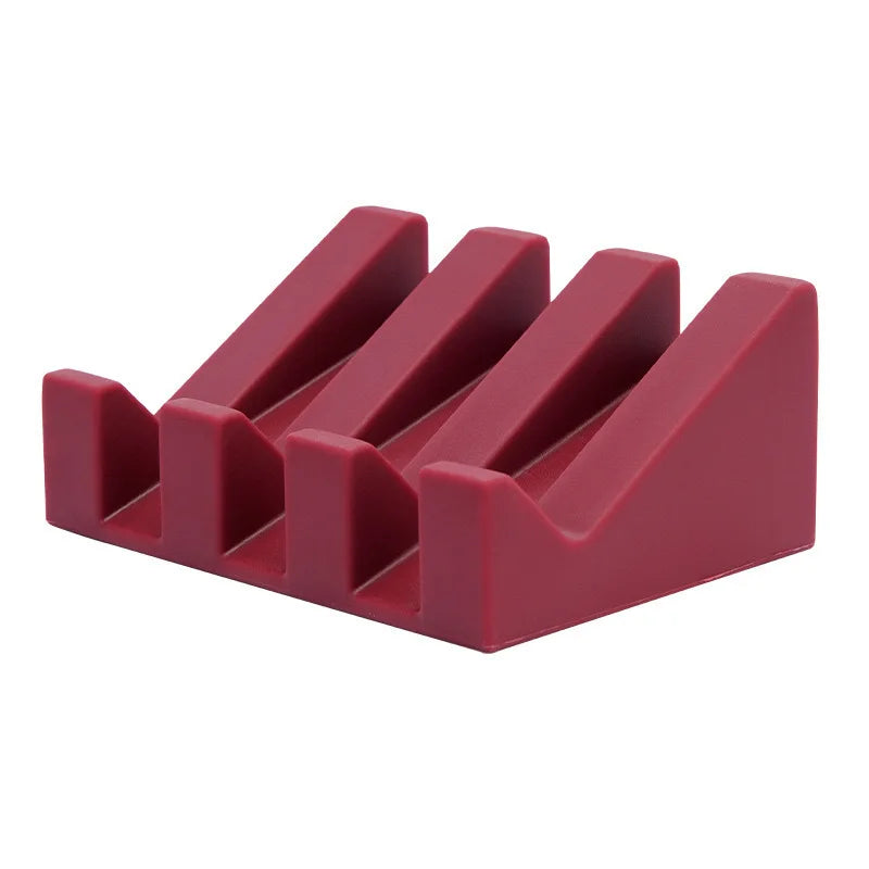 support savon silicone rouge blanc moderne auto drainant salle bain cuisine deux pièces