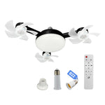 ventilateur lampe led 249 lumens vitesses télécommande moderne ailes translucides noir blanc