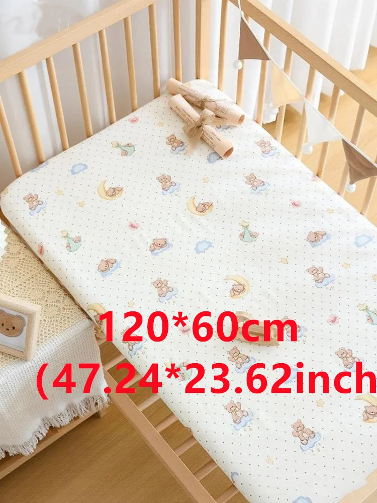 drap housse bébé imprimé animaux gris blanc moderne 90x50 120x60 130x70 polyester coton