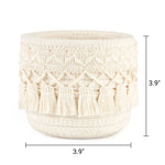 paniers rangement boho macramé franges brosses pinceaux cosmétiques toile réutilisable