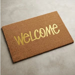 tapis d'entrée marron clair welcome moderne antidérapant résistant décoloration 50x30cm 60x40cm