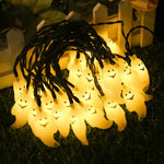 guirlande lumineuse halloween fantômes souriants led solar blanc clipsextérieur festive vacances