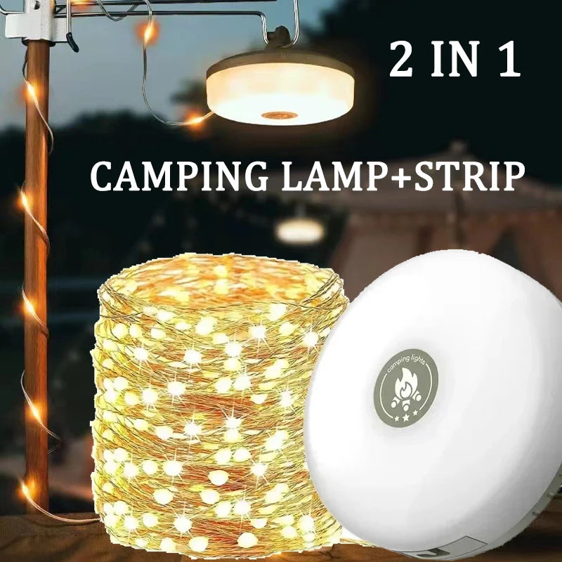 lampe camping guirlande lumineuse led blanc doré multifonction sortie plein air moderne pratique