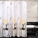 rideau douche fleuri moderne fleurs papillons motifs naturels blancs jaunes marrons noirs imperméable