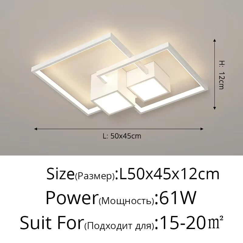 plafonnier led carré moderne minimaliste noir blanc géométrique chambre décoration maison