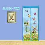 rideau moustiquaire porte violet fleurs papillons moderne translucide adhésif clips branches