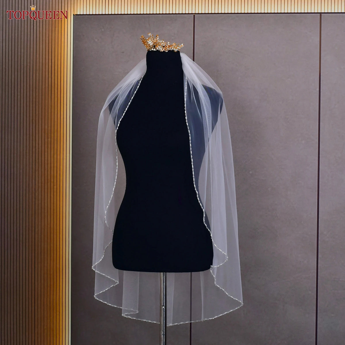 voile mariée blanc cristal bord transparent classique soirée
