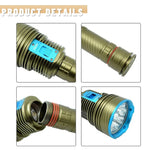 lampe torche rechargeable led blanc jaune mode stroboscope alliage aluminium robuste doré bleu