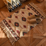 tapis boho chic géométrique coton pompons antidérapant intérieur étoiles cercles triangles
