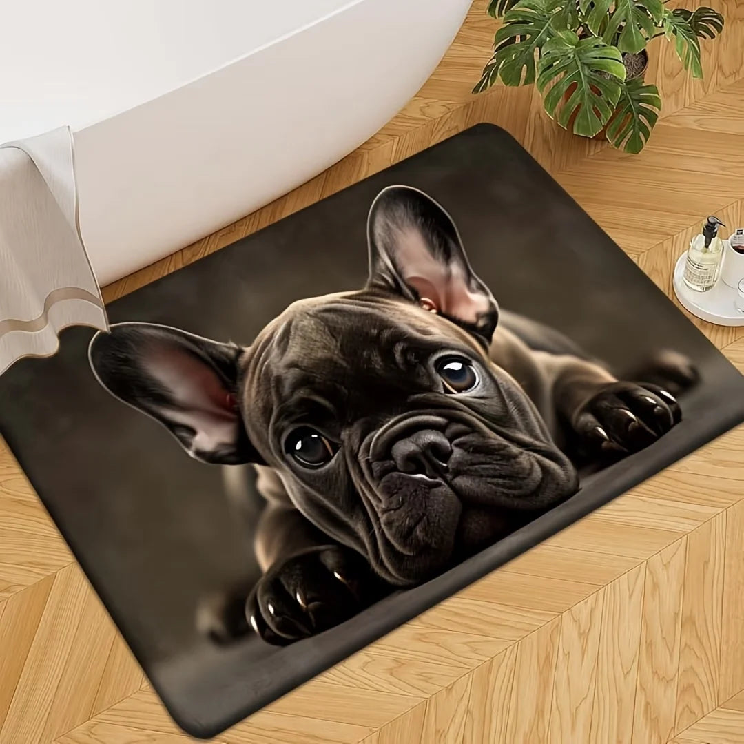 tapis moderne imprimé chien noir blanc antidérapant polyestère salon chambre cuisine