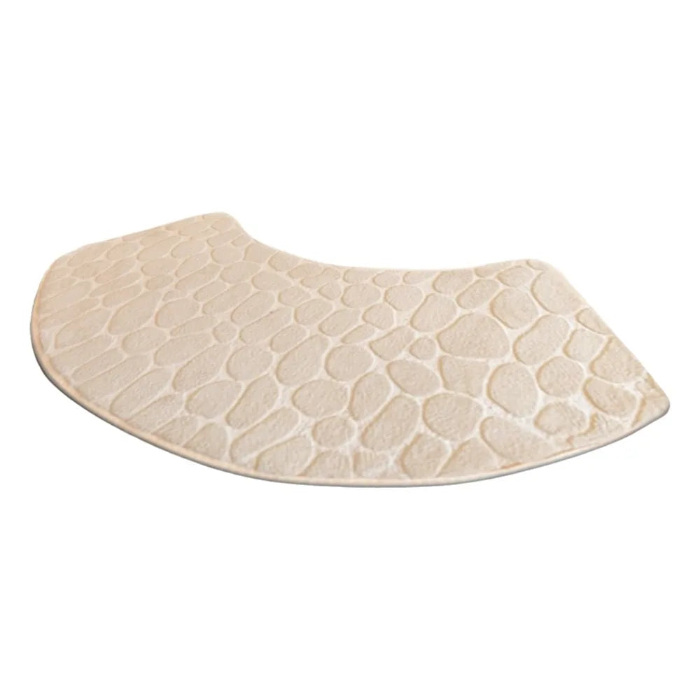 tapis bain antidérapant lavable motif cailloux gris beige bleu moderne