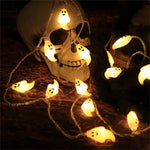 guirlande lumineuse halloween fantômes souriants led blanc jaune vert rose bleu festive vacances