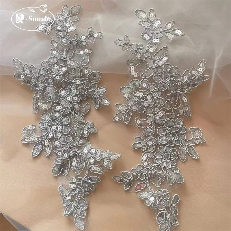 appliques decoratives brodees sequins floral violet blanc or rose bleu vert rouge noir