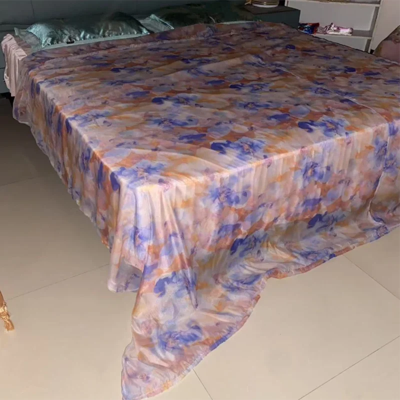 drap lit fleuri moderne rose blanc vert bleu orange soyeux toucher doux imprimé grande