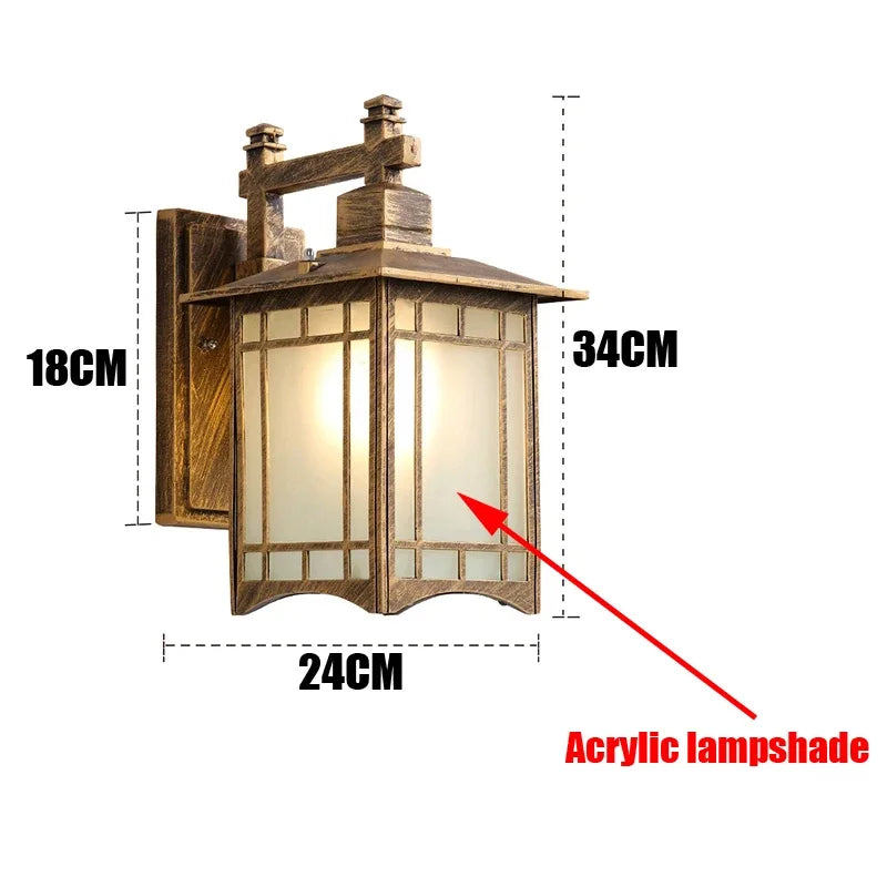 lampadaire mural extérieur bronze noir verre translucide traditionnel ancien fixé mur