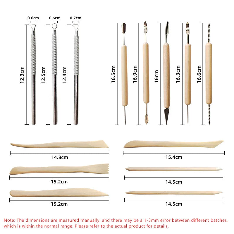outils sculpture argile pâte modelage kit artisanat bois métal étui zippé aiguilles spatules couteaux