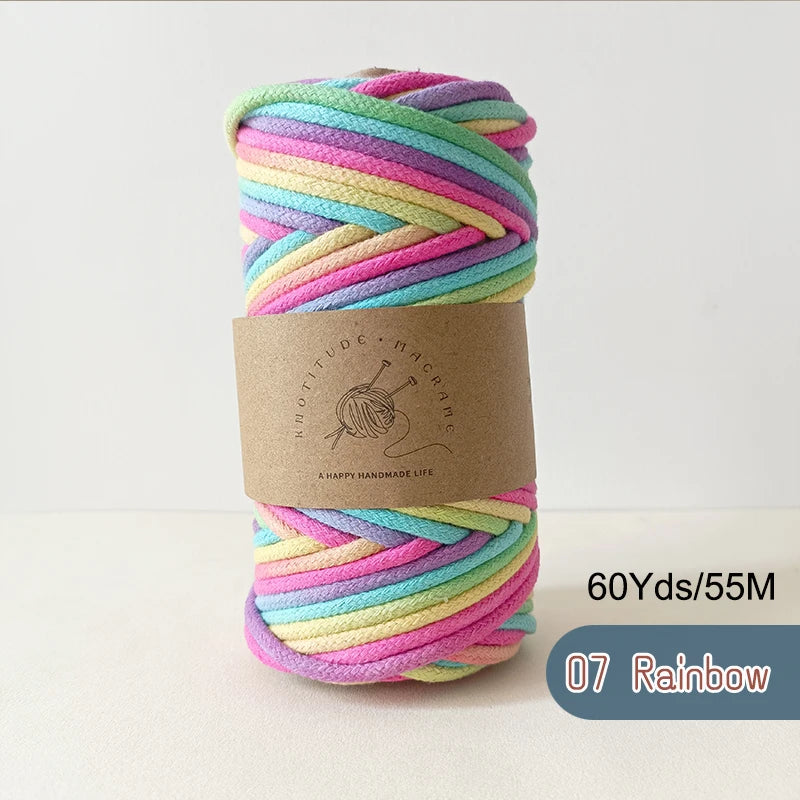 corde tressée macramé pastel haute ténacité 100% coton créative boucle métallique écologique artisanale