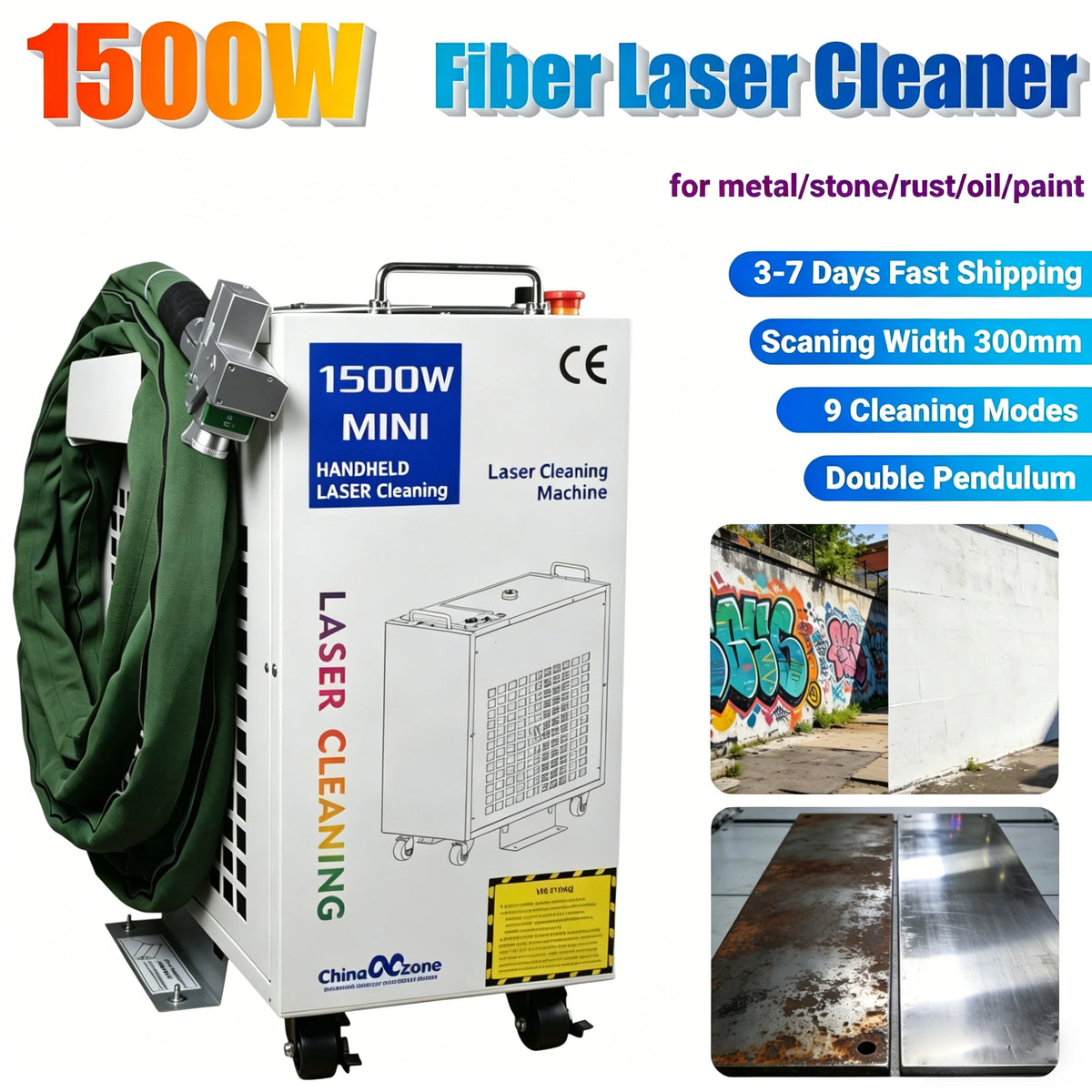 nettoyage laser machine industrielle roues panneau tactile écran lcd tête double pendule 2000w graffiti