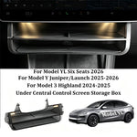 rangement sous écran voiture tesla boîte storage box organizer double couche éclairageintérieur pliable moderne
