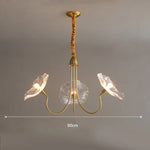 lustre moderne or rouge blanc feuilles florales translucides chambre salon