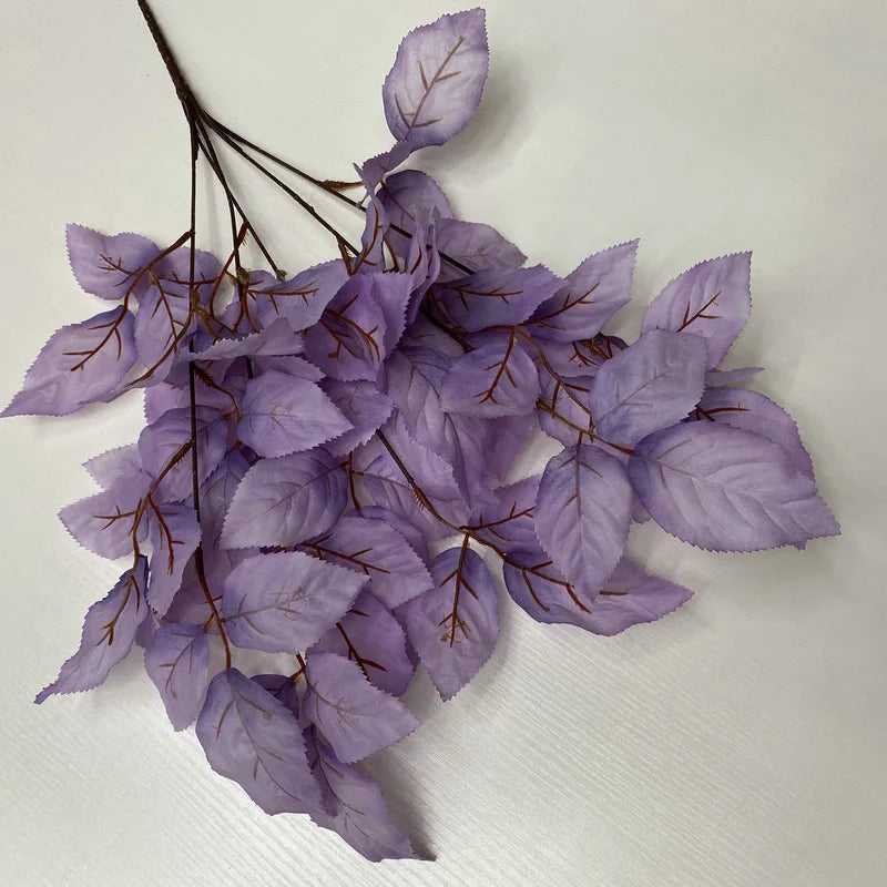 décoration intérieure branche artificielle feuilles orange vert bleu violet rouge naturel