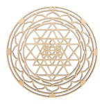 coasters bois clair gravure circulaire fleur vie om lotus minimaliste 14cm 30cm