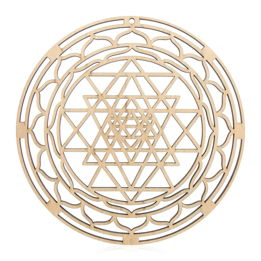 coasters bois clair gravure circulaire fleur vie om lotus minimaliste 14cm 30cm
