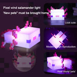 lampe nuit pixel art salamandre blanc rose violet câble usb