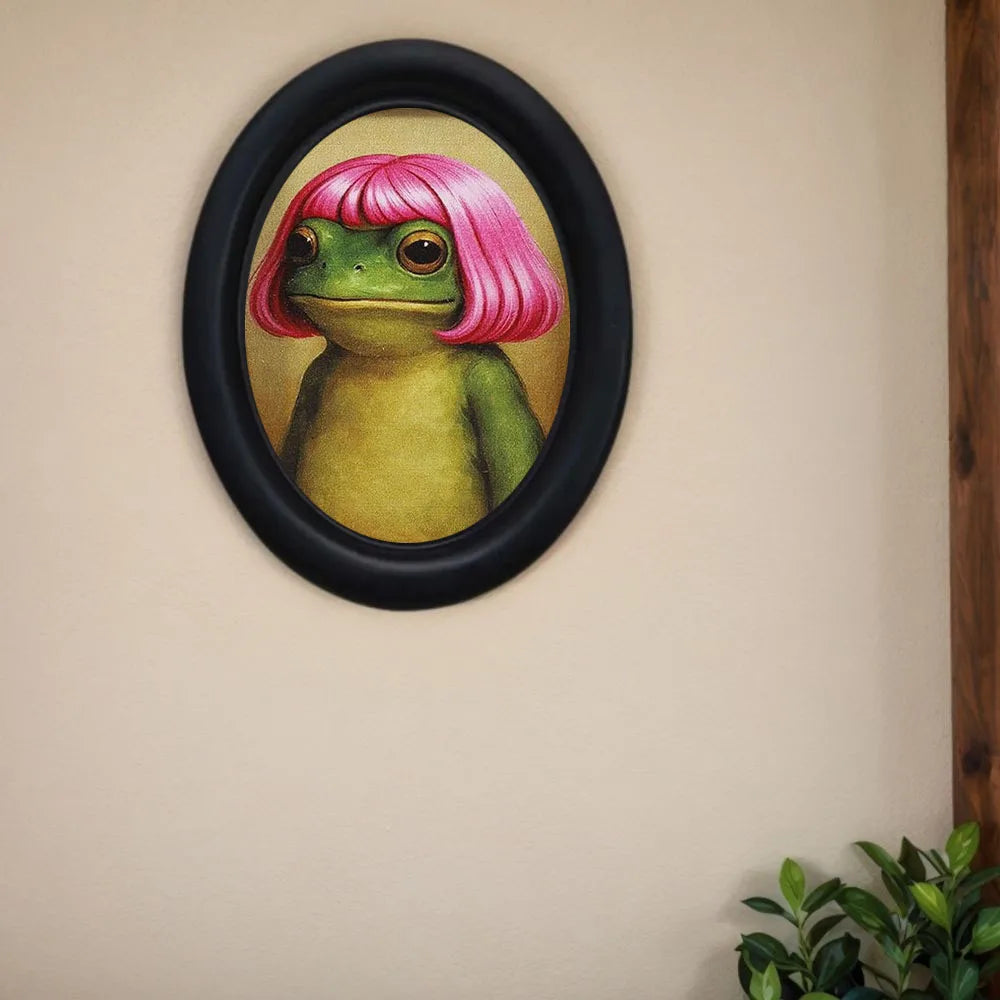 cadre photo grenouille cheveux roses décoration murale classique noir maison unique erotique