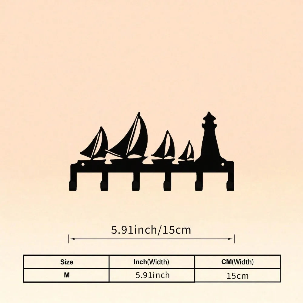 porte clés mural métal noir bateaux phare moderne serviettes clés tampons bearings