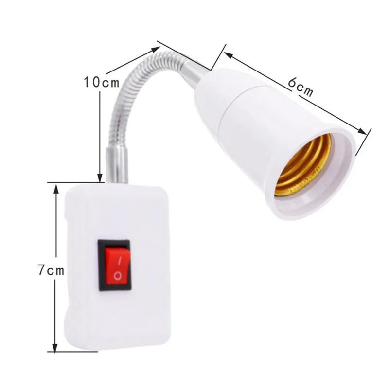 interrupteur blanc lampe e27 flexible moderne adaptateur eu uk 23cm 33cm 43cm 53cm