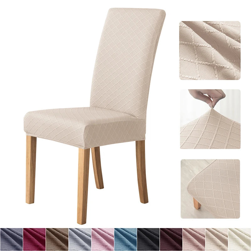 housse chaise moderne carreaux diagonaux beige gris rouge élasthanne polyester adhésif mariage banquet plage