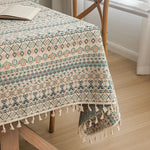 Nappe table géométrique multicolore boho chic imperméable extérieur intérieur festive 140x180cm