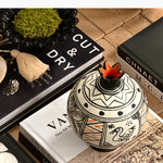 vase art déco oiseau stylisé motifs géométriques noir blanc orange