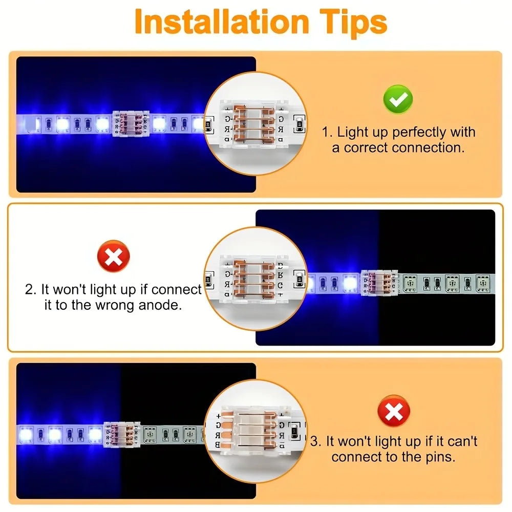 connecteur led transparent moderne clips intégré 24v basse tension broches led intégrées pratique