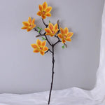 Branche artificielle magnolia fleurs simples feuilles vertes blanc rose jaune verte decoration intérieur