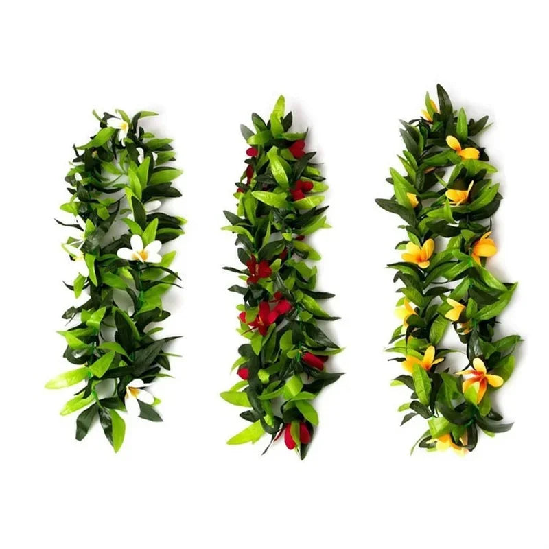 guirlande florale artificielle feuilles vertes fleurs blanches rouges jaunes occasion fête anniversaire noël mariage