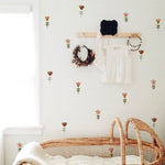 Sticker mural boho fleurs aquarelle beige décoration murale