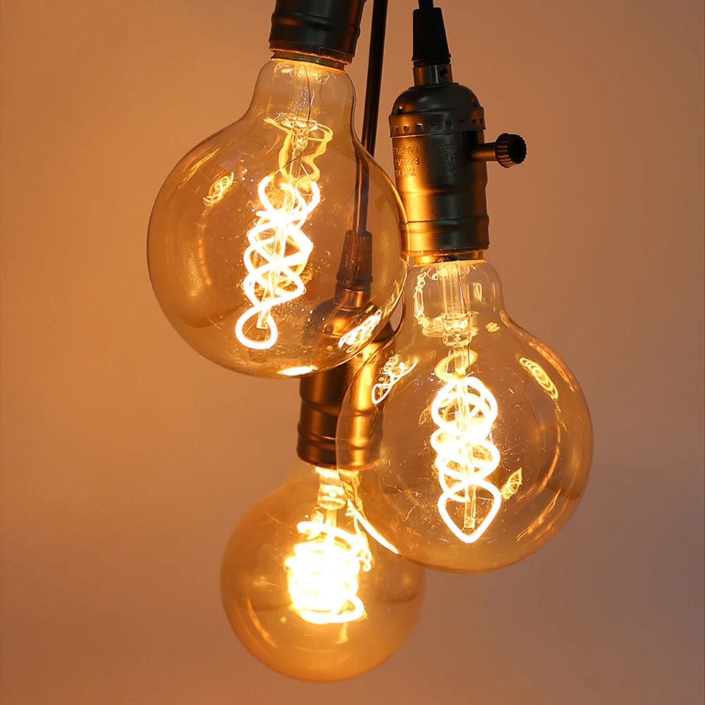 ampoules led décoratives vintage doré translucent spirale lumineuse globe terrestre 2700k 6500k e27 tringles