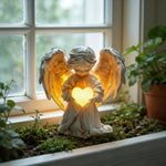 décoration extérieure ange cœur lumineux blanc doré jardin fleuri sol veranda farmhouse