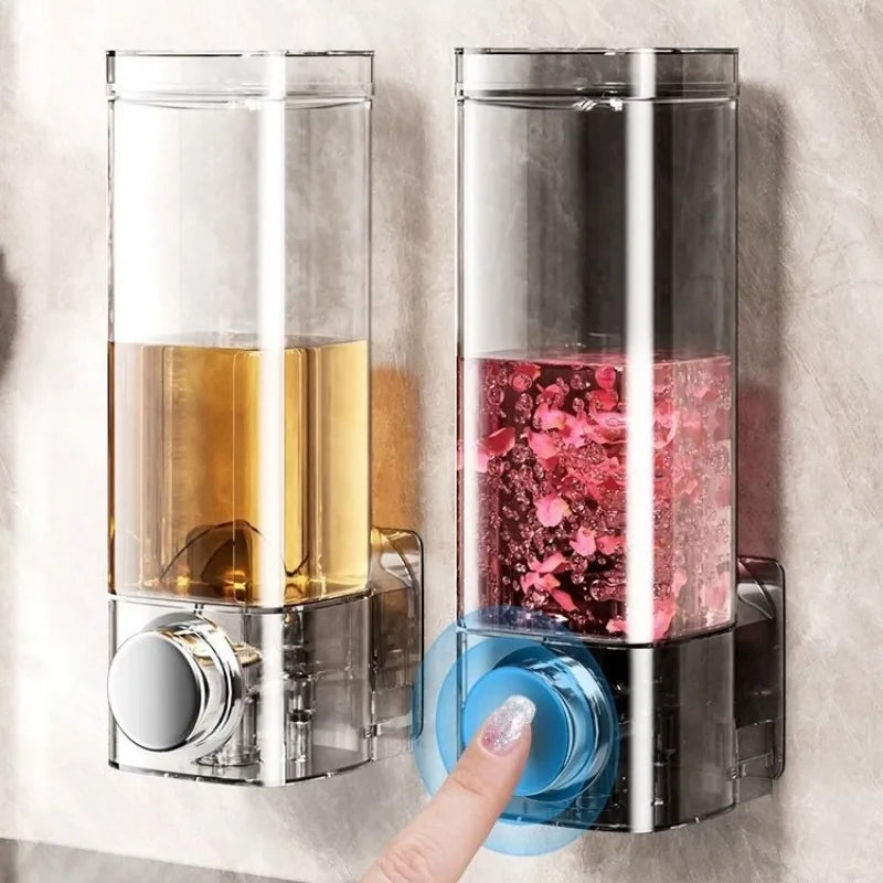 distributeur savon liquide adhésif transparent moderne grey press pump hand soap shower gel body