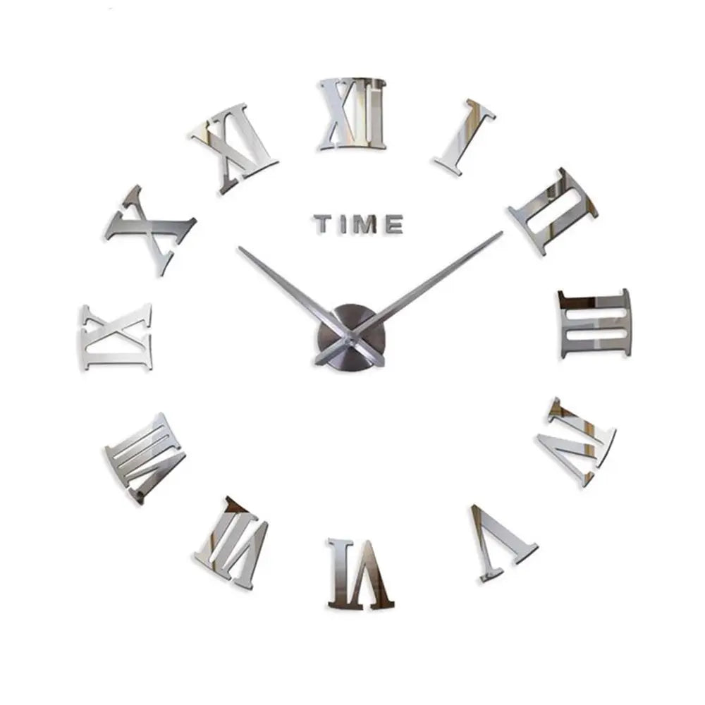 horloge murale moderne or noir numéros romains adhésive opaque chambre