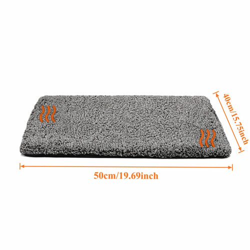 tapis chauffant animal compagnie gris poilu douillet confortable lavable mécanique