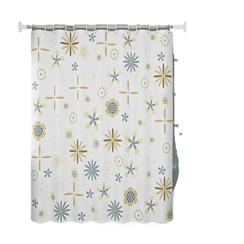 rideau douche fleuré moderne imperméable blanc lavable machine anneaux suspension