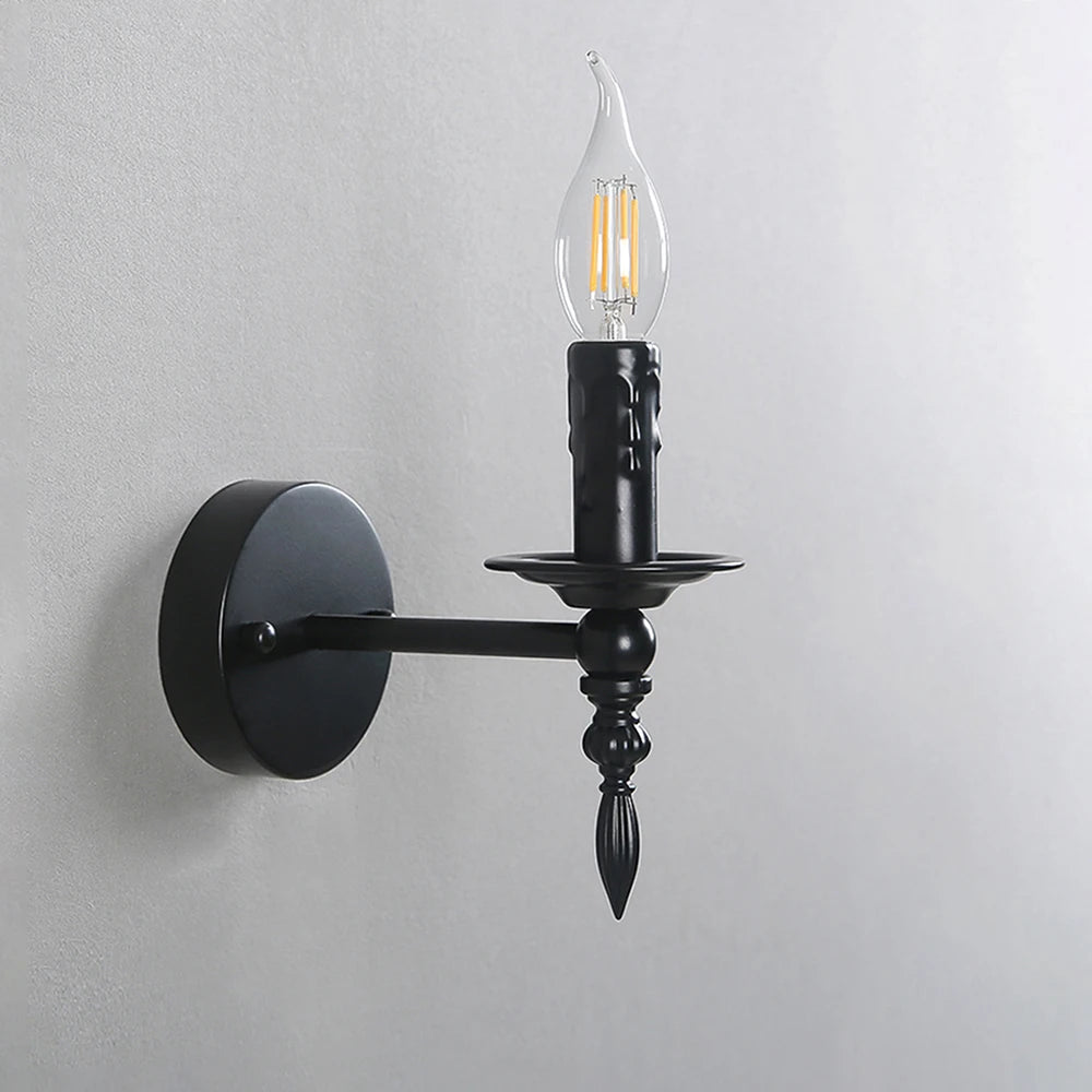 applique murale classique noire fixée mur ampoule filament éclairage quotidien fer lisse traditionnel