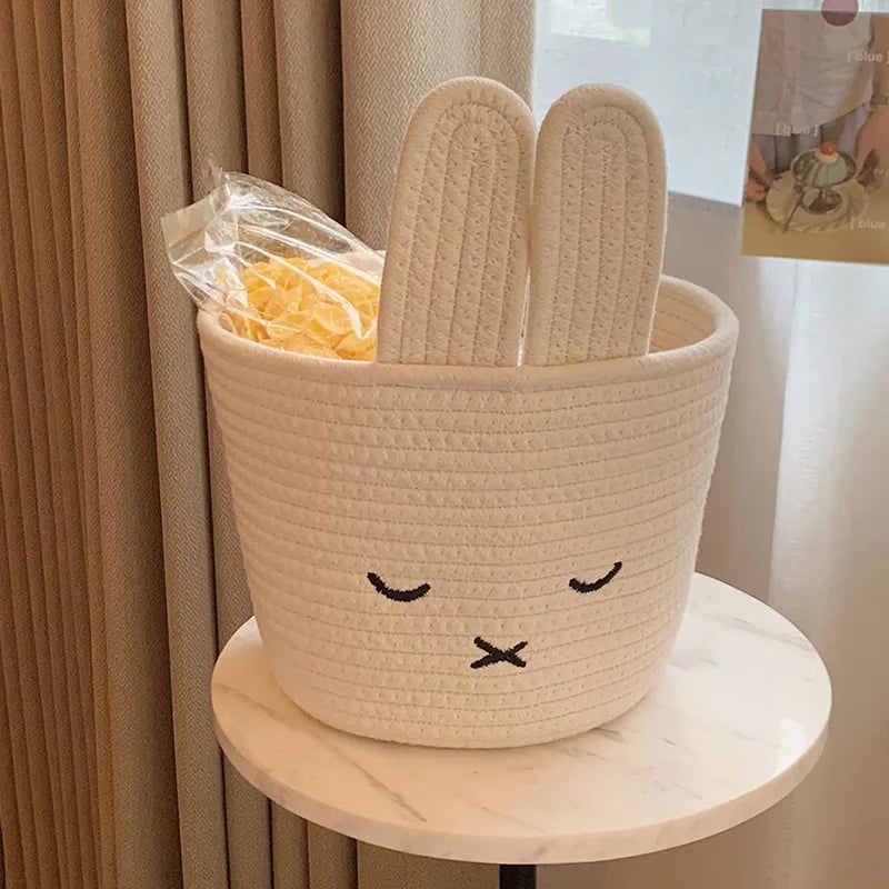 panier tressé mignon miffy blanc rangement cosmétiques dessin animé japonais