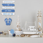 décoration murale marine phare bateau maison figurines poissons livres bois nautique ancres textures