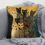housse coussin moderne motif abstrait spirales dorées polyester peachskin 45x45cm imprimé