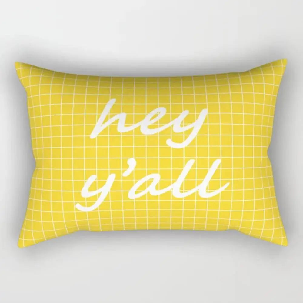 taies d'oreiller géométriques jaunes blanches modernes polyester 30x50cm minimaliste coussins rectangulaires motifs triangles losanges